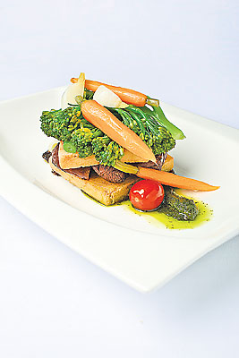 #50 Food Skyve in a Wine Bistro Polenta Mushroom Stack