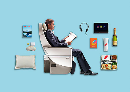 Air France Economy class new offer products services premium economy cabin upmarket footrest enhance cushions comfort travel flight overseas