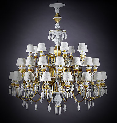 Lladro 60th anniversary chandelier collection reowned spanish porcelain art brand launch new concept lamps lighting exhibition auction works charity contemporary home decorations international belle de nuit limited edition