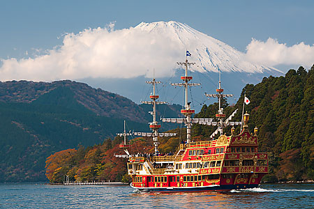 A view of Mount Fuji from Lake Ashi